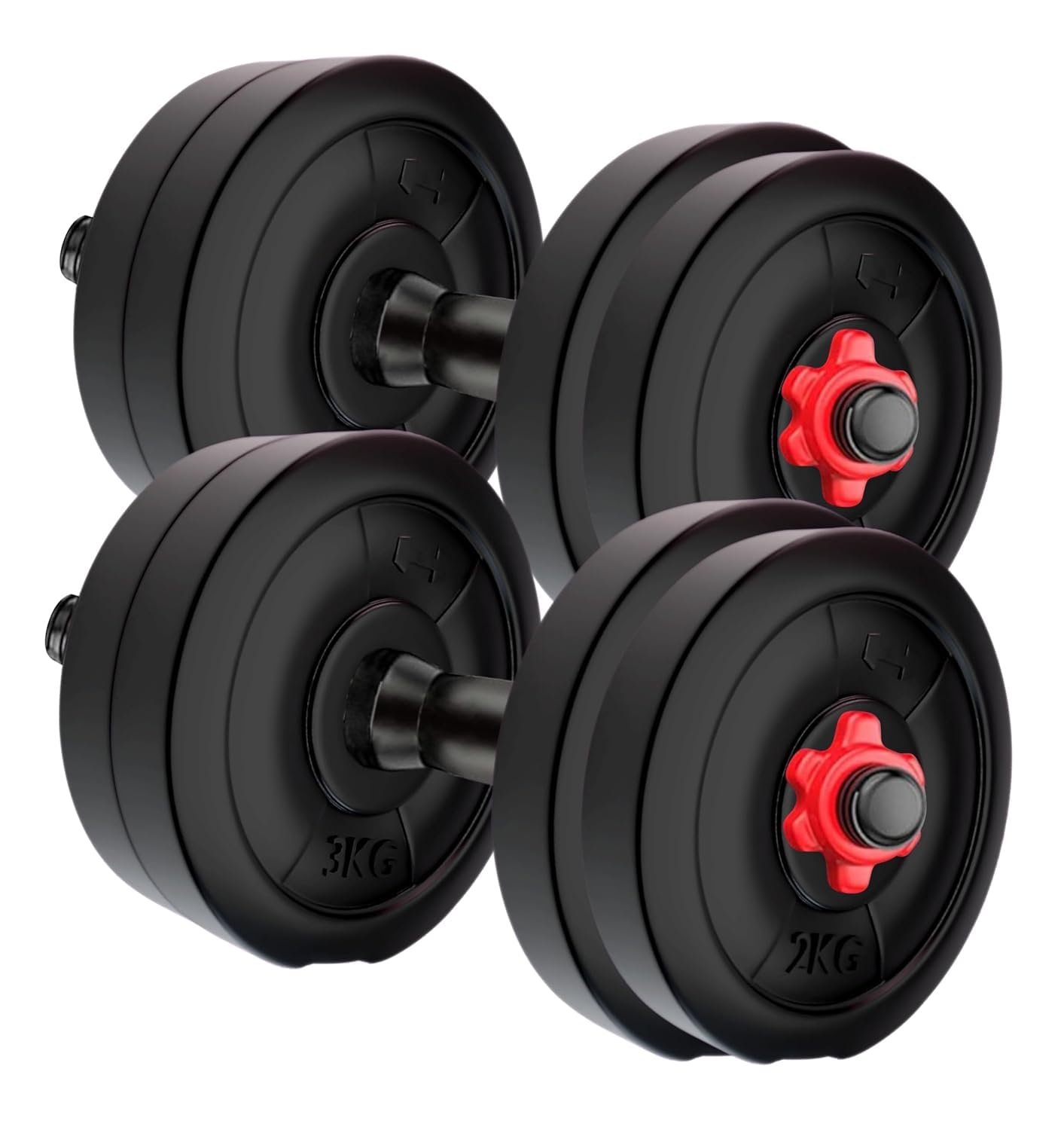 Symactive 20 Kg PVC Adjustable Dumbbells Fitness Kit for Full Body Workout (2 Kg x 4 + 3 Kg x 4 Kg Weight, One Pair 14'' Dumbbell Rods & Nuts)