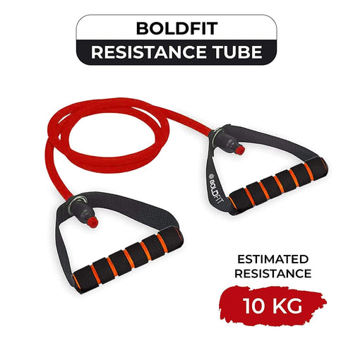 Boldfit Resistance Tube Band Set for Home Workout – 25kg Resistance with Foam Handles & Door Anchor, Full Body Strength Training, Stretching & Fitness Equipment