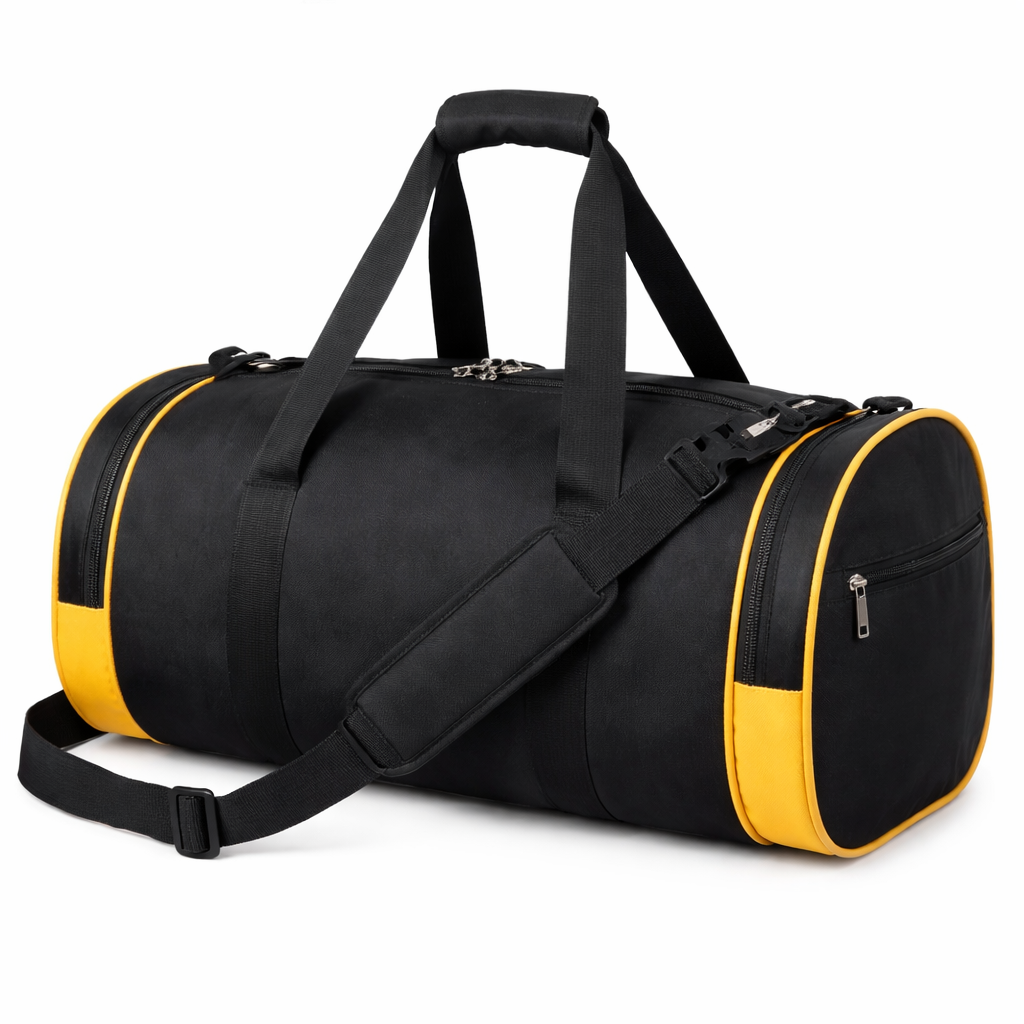 Black & Yellow Sports Duffel Bag for Gym & Travel | Durable Waterproof Gym Bag with Shoulder Strap